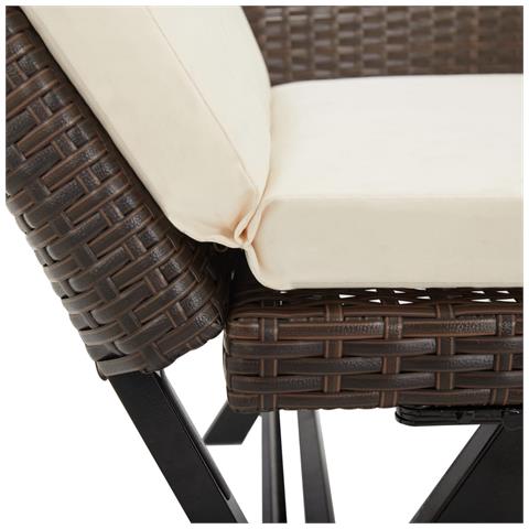 Panchina Da Giardino Con Cuscini 176 Cm Marrone In Polyrattan - Foto 10