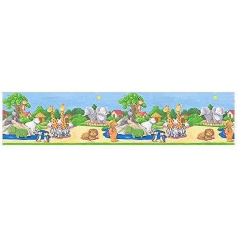 718716 - Carta Da Parati Bordata, Motivo Zoo Per La Stanza Dei Bambini - Foto 1