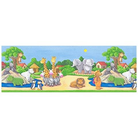 718716 - Carta Da Parati Bordata, Motivo Zoo Per La Stanza Dei Bambini - Foto 2