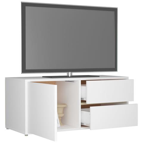 Mobile Porta TV Bianco 80x34x36 cm in Legno Multistrato - Foto 2