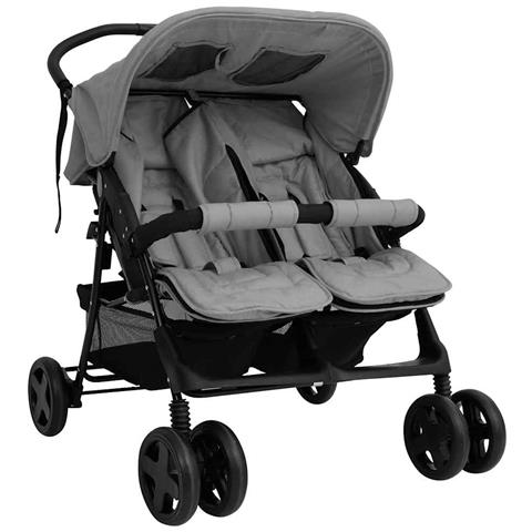 Passeggino Gemellare Grigio Chiaro in Acciaio - Foto 1