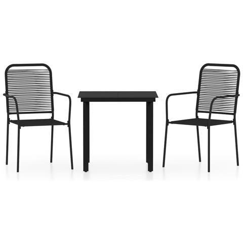 Set Mobili Da Pranzo Per Giardino 3 Pz Nero - Foto 1