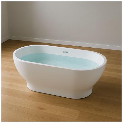 Vasca Da Bagno Freestanding Ovale Acrilico Bianco Lucido 170 X 80 X 61 Cm - Foto 2