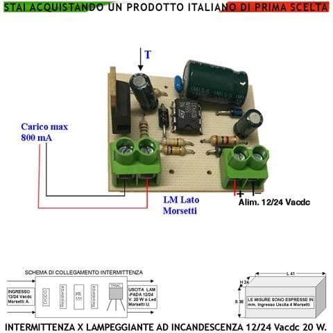 Circuito Intermittente 12/24 Vacdc Ricambio Lampeggiatore Universale Di Faro Lampeggi O Cicli Al Minuto Variare Il Val - Foto 1