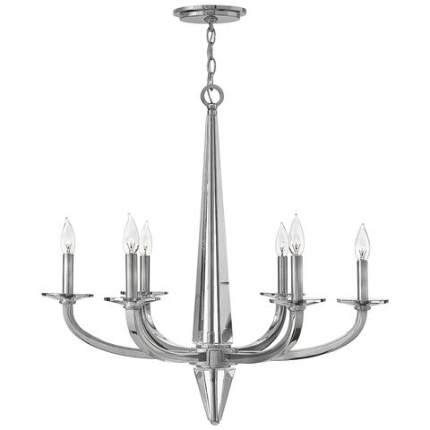 Lampadario Industrial Nordico Ascher Acciaio Nichel Lucido Cristallo 6 Luci E14 - Foto 1