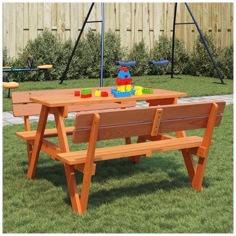 Tavolo Da Picnic Per 4 Bambini Con Foro Ombrellone Legno Abete - Foto 1