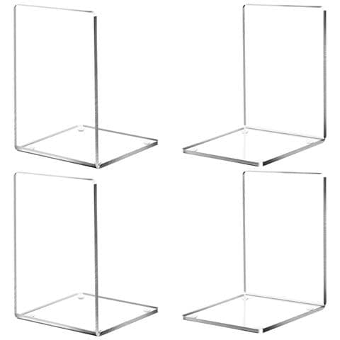 Fermalibri In Acrilico, Confezione Da 4, Fermalibri Trasparenti, Riutilizzabili, Portalibri Adatti Per La Scrivania Della Camera Da Letto Della Biblioteca Dell'ufficio Scolastico Transparent - Foto 2