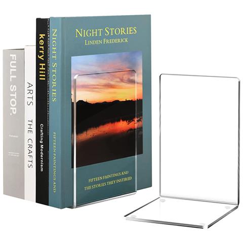 Fermalibri In Acrilico, Confezione Da 4, Fermalibri Trasparenti, Riutilizzabili, Portalibri Adatti Per La Scrivania Della Camera Da Letto Della Biblioteca Dell'ufficio Scolastico Transparent - Foto 1