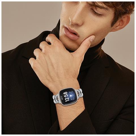 Cinturino Per Orologio In Acciaio Inossidabile Fitbit Versa 4 Silver - Foto 6