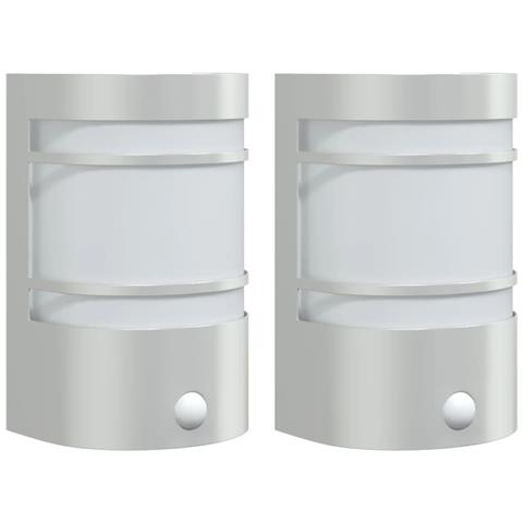 Applique per Esterno con Sensore 2 pz Argento in Acciaio Inox - Foto 1