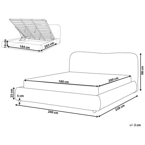 Letto Contenitore Bouclé Blagnac 180 X 200 Cm Beige Chiaro - Foto 8