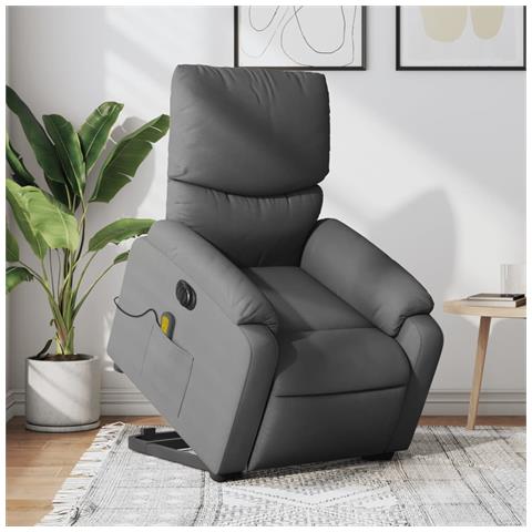 Poltrona Alzapersona Massaggi Elettrica Grigio Scuro Tessuto - Foto 1