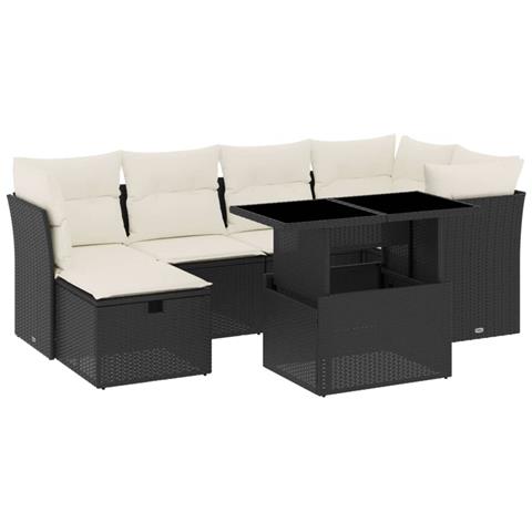 Set Divani Da Giardino Con Cuscini 7pz Nero Polyrattan - Foto 2