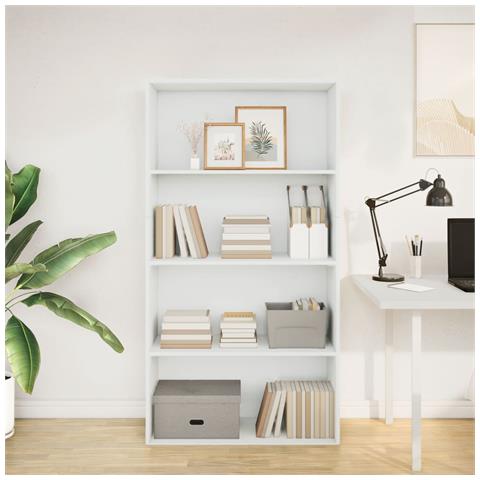 Libreria Bianca 80x30x152 Cm In Legno Multistrato - Foto 3