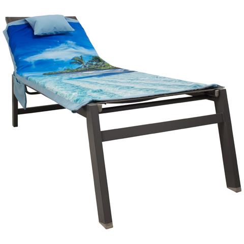 Lettino Mare Microfibra Lettino Con Cuscino E Tasche Modello Trip Lettino Spiaggia - Foto 1