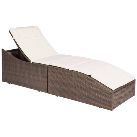 Lettino Con Cuscino In Polyrattan Marrone - Foto 2