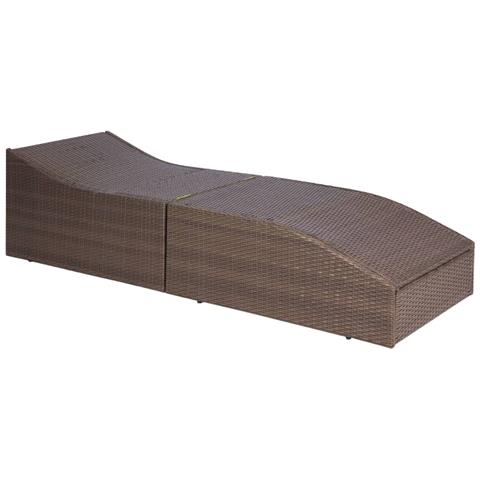 Lettino Con Cuscino In Polyrattan Marrone - Foto 1