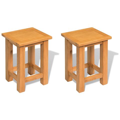 Tavolini Da Salotto 2 Pz 27x24x37 Cm Legno Massello Di Rovere - Foto 2