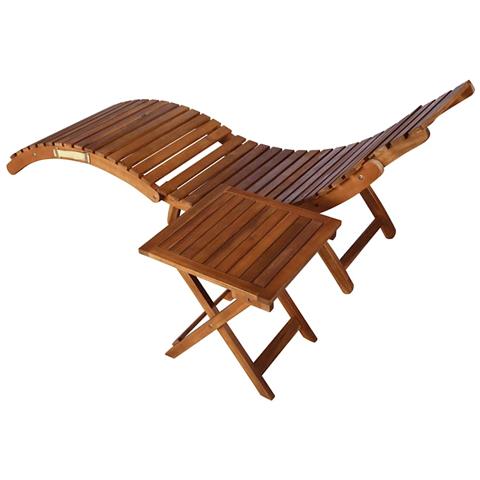 Lusso Casadino -  Sdraio Da Giardino Con Cuscino E Tavolo In Massello Di Acacia - Foto 1