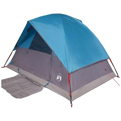 Tenda da Campeggio a Cupola per 4 Persone Blu Impermeabile - Foto 2