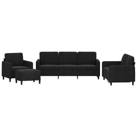 Set di Divani 4 pz Nero in Velluto - Foto 1