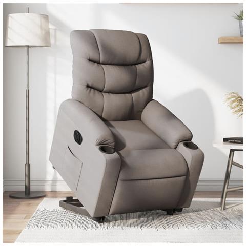 Poltrona Alzapersona Reclinabile Elettrica Tortora in Tessuto - Foto 2