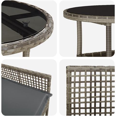 Set da pranzo da giardino 3 pezzi Grigio in rattan sintetico - Foto 9