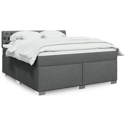 Giroletto a Molle con Materasso Grigio Scuro 180x200 cm Tessuto - Foto 2