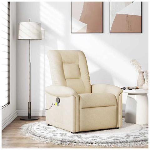 Poltrona Massaggiante Reclinabile Crema in Tessuto - Foto 2