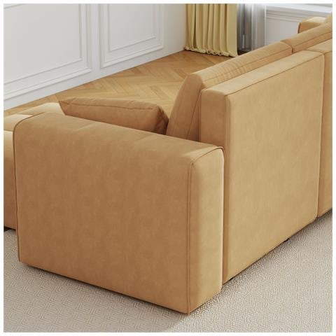 Brighton Divano Angolare Trasformabile A 4 Posti Con Cassettiera In Velluto Giallo - Foto 2