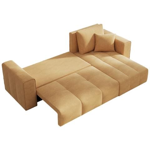 Brighton Divano Angolare Trasformabile A 4 Posti Con Cassettiera In Velluto Giallo - Foto 7