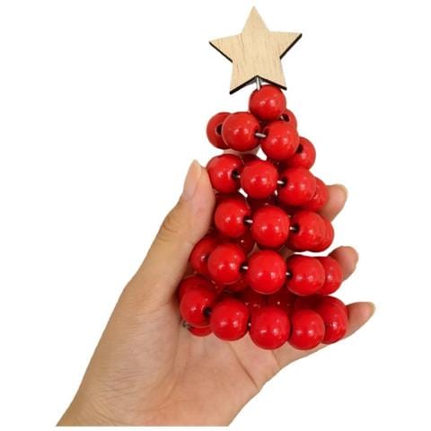 Miniatura Albero Di Natale Con Perline - Decorazione Festiva Da Tavolo Red - Foto 1
