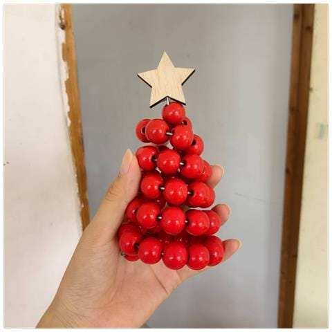 Miniatura Albero Di Natale Con Perline - Decorazione Festiva Da Tavolo Red - Foto 2