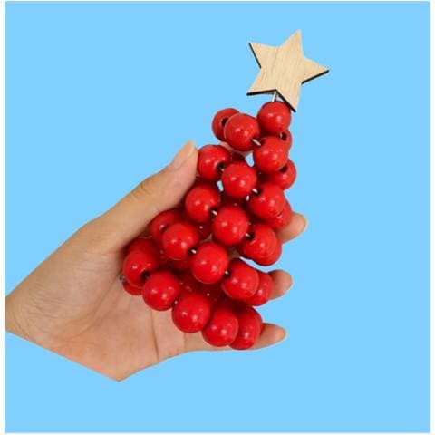Miniatura Albero Di Natale Con Perline - Decorazione Festiva Da Tavolo Red - Foto 3