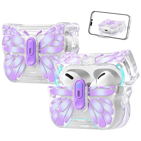 Custodia Protettiva A Farfalla In Tpu Compatibile Con Apple Airpods 4 - Antigraffio, Antipolvere Purple - Foto 1