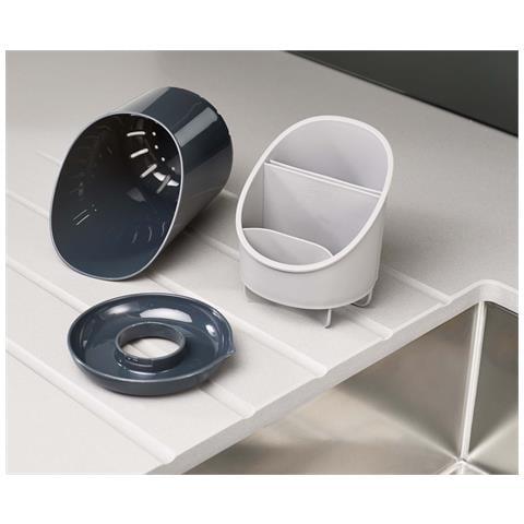 Scolaposate Dock Organizzatore Per Posate E Coltelli Con Scomparti Separati Drenaggio Efficiente Colore Grigio Scuro Lavabile In Lavastoviglie - Foto 4