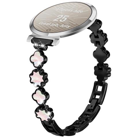 Elegante Cinturino In Metallo Con Quadrifoglio E Madreperla Compatibile Con Garmin Lily 2 Black - Foto 1