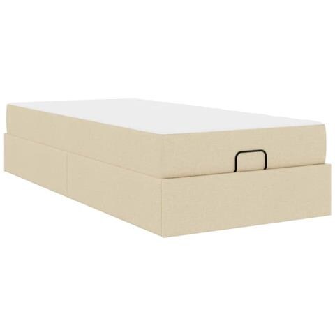 Struttura del letto con materasso Crema 80 x 200 cm Tessuto - Foto 1