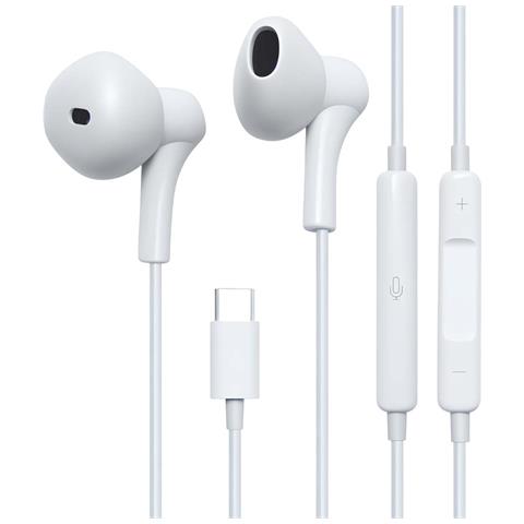 Auricolari Cablati Usb-c Con Microfono E Telecomando 3 Bottoni, Bianco - Foto 1