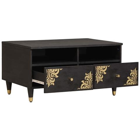 Tavolino da salotto con cassetto Nero 80 x 54 x 40 cm - Foto 2