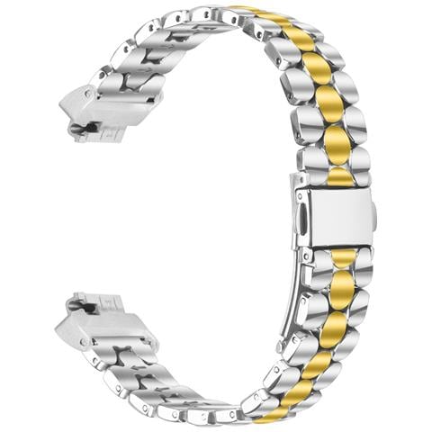 Elegante Bracciale In Acciaio Inossidabile Argento Con Perle Compatibile Con Fitbit Inspire /inspire 2/inspire Hr Silver+gold - Foto 1