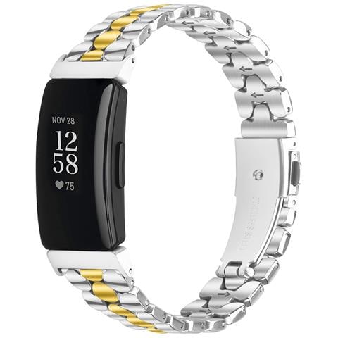 Elegante Bracciale In Acciaio Inossidabile Argento Con Perle Compatibile Con Fitbit Inspire /inspire 2/inspire Hr Silver+gold - Foto 2