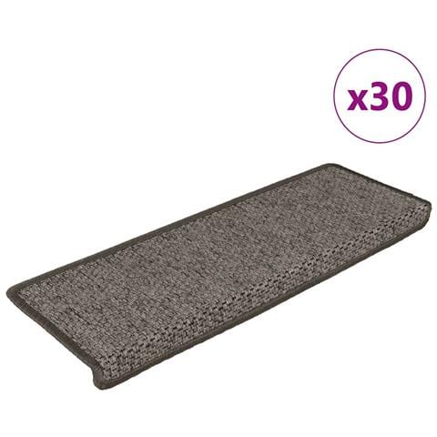 Tappeti Adesivi per Scale Sisal 30pz 65x21x4cm Grigio e Beige - Foto 1