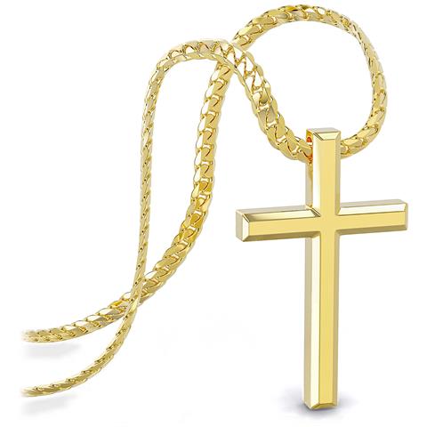 Collana Premium Faith Da Uomo | Acciaio Chirurgico Inossidabile 316l | Impermeabile | Chiusura Di Sicurezza | Oro | 60 Cm - Foto 1