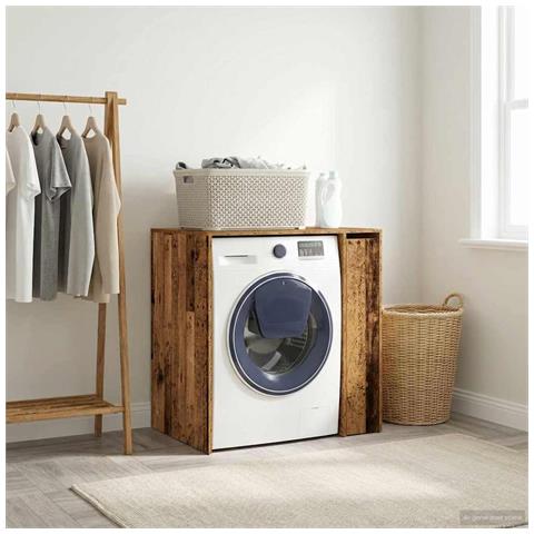 Mobiletto per lavatrice con porta Legno vecchio 87 x 60 x 89 cm - Foto 2