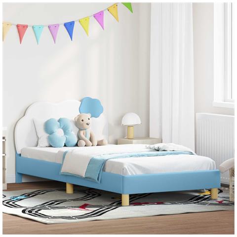 Struttura letto bambini con testata Blu 90 x 190 cm PU - Foto 2
