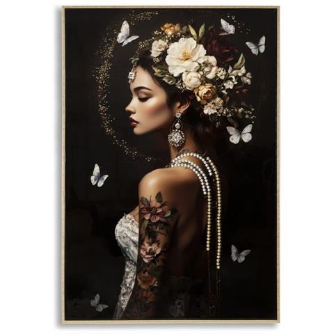 Stampa Su Tela Con Cornice Donna 7-multicolore-tessuto-62x3,5x92 Cm - Foto 1