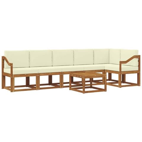 Set di divani da esterno con cuscino 7 pcs Naturale e Crema - Foto 1