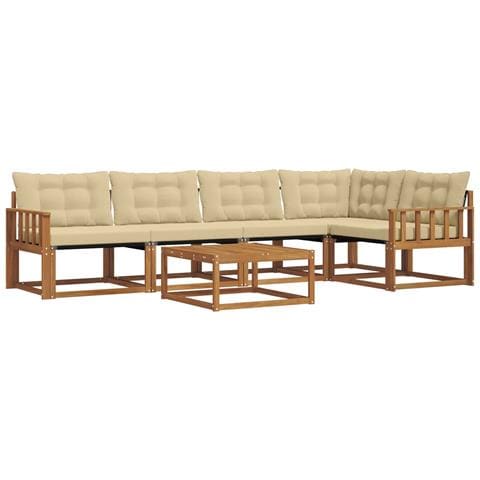 Set di divani da esterno con cuscino 6 pcs Naturale e Beige - Foto 1
