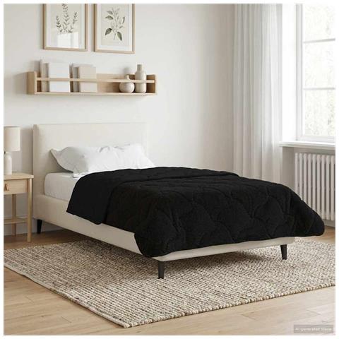 Duvet Estivo Nero 155 x 200 cm Microfibra e Fleece Teddy - Foto 2